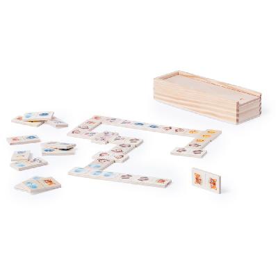 Domino game in wooden box