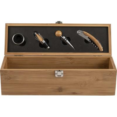 Bamboo wine set 4 pcs, wine box 1 el.