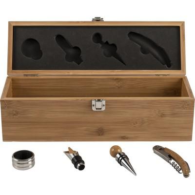 Bamboo wine set 4 pcs, wine box 1 el.