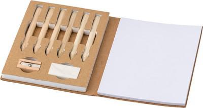 Colouring set, notebook, coloured pencils, eraser, pencil sharpener