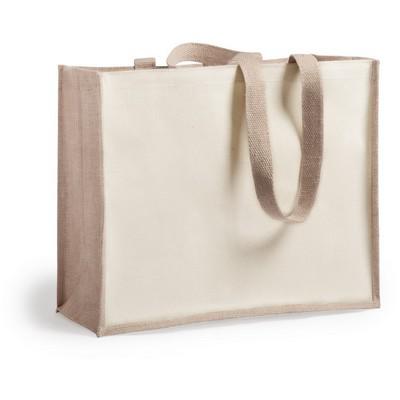 Laminated jute shopping bag with laminated cotton element