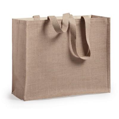 Laminated jute shopping bag with laminated cotton element