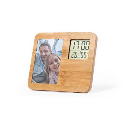 Bamboo photo frame, weather station