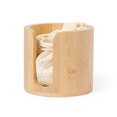 Bamboo cosmetic pad dispenser