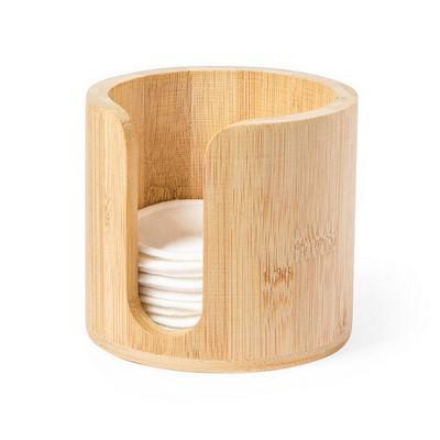 Bamboo cosmetic pad dispenser