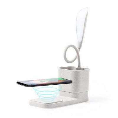 Wheat straw desk lamp, wireless charger 10W, phone stand