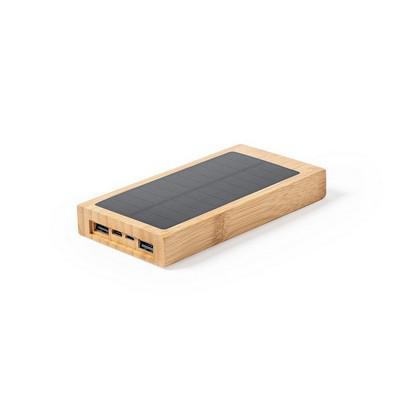 Bamboo power bank 10000 mAh, wireless charger 5W, solar charger