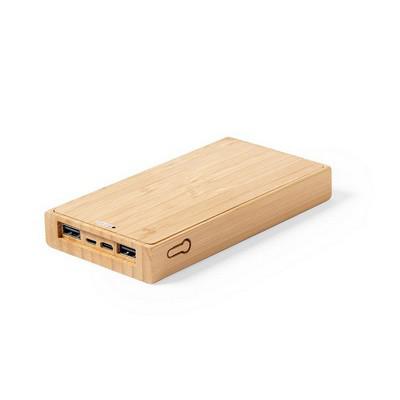 Bamboo power bank 10000 mAh, wireless charger 5W, solar charger