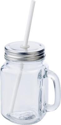 Drinking jar 480 ml with straw