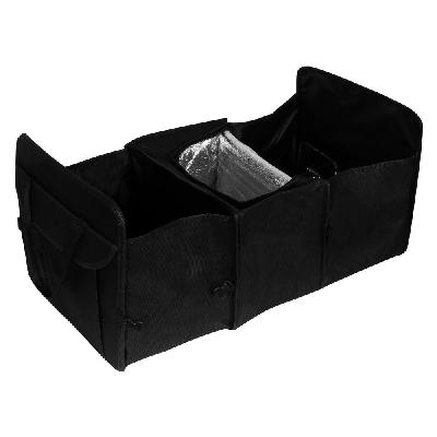 Foldable car organizer with cooler compartment