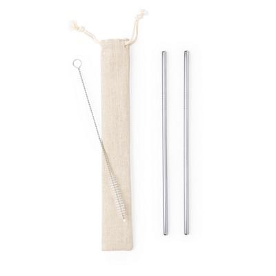 Reusable drinking straw set, 2 pcs with cleaning brush
