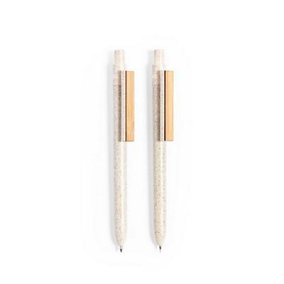 Wheat straw writing set, ball pen and mechanical pencil