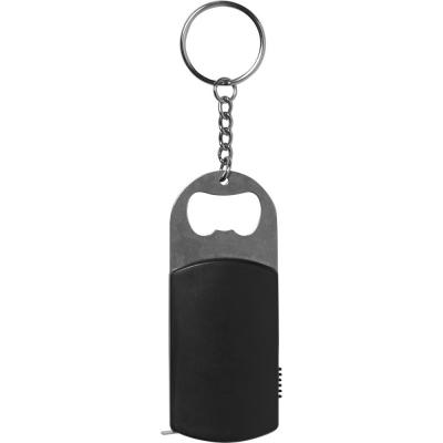 Keyring, bottle opener, LED light, measuring tape 1m