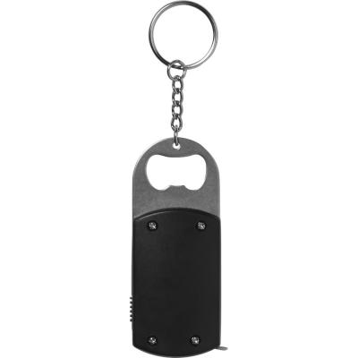 Keyring, bottle opener, LED light, measuring tape 1m