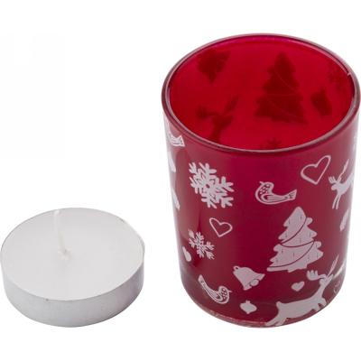 Decorated candle holder with tea light