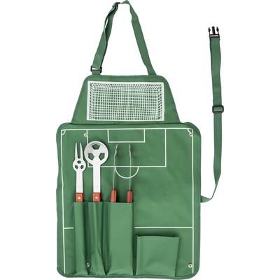 Apron with football barbecue set, 3 pcs