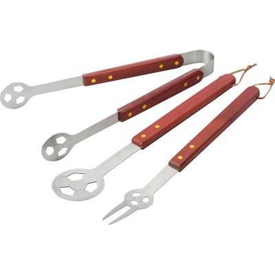 Apron with football barbecue set, 3 pcs