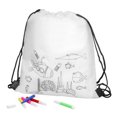 Drawstring bag for colouring, felt tip pens