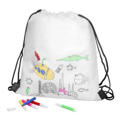 Drawstring bag for colouring, felt tip pens