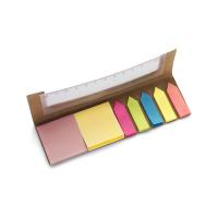 Memo holder, sticky notes, ruler