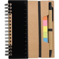 Memo holder, notebook, sticky notes, ball pen