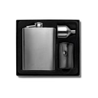 Hip flask 220 ml, cups 30 ml, funnel