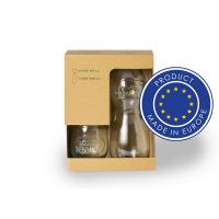 Set of 2 glasses 400 ml and glass bottle 1 L