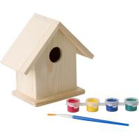 Birdhouse painting set, paints and brush