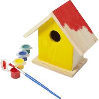 Birdhouse painting set, paints and brush