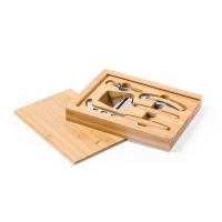 Bamboo cheese and wine set