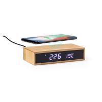 Bamboo wireless charger 5W, multifunctional clock