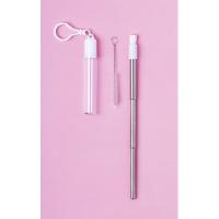 Extendable, reusable drinking straw, silicone mouthpiece and cleaning brush