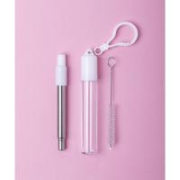 Extendable, reusable drinking straw, silicone mouthpiece and cleaning brush