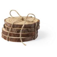 Wooden cup coaster set, 4 pcs