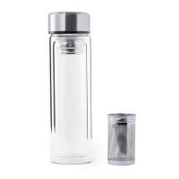 Glass vacuum flask 390 ml with touch digital beverage temperature display and sieve stopping dregs