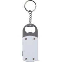 Keyring, bottle opener, LED light, measuring tape 1m