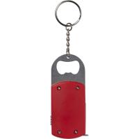 Keyring, bottle opener, LED light, measuring tape 1m