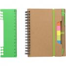 Memo holder, notebook, sticky notes, ball pen