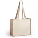 Laminated jute shopping bag with laminated cotton element