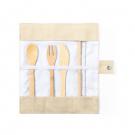 Bamboo cutlery and reusable drinking straw with cleaning brush