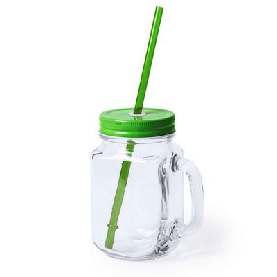 Drinking jar 500 ml with straw