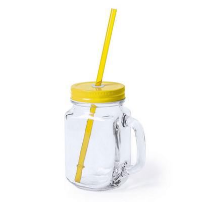 Drinking jar 500 ml with straw