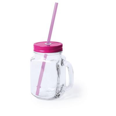 Drinking jar 500 ml with straw