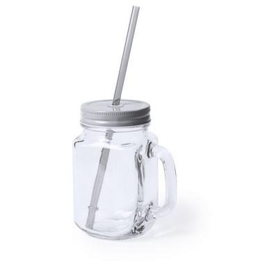 Drinking jar 500 ml with straw
