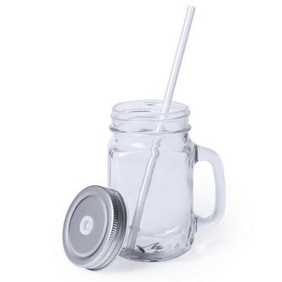 Drinking jar 500 ml with straw