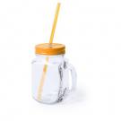 Drinking jar 500 ml with straw