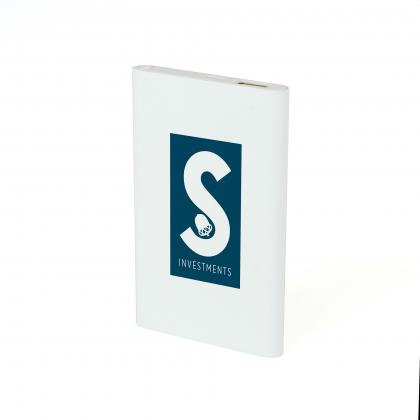 White USB-C Flat Power Bank