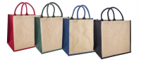 Brecon Jute bags with coloured gusset and handles