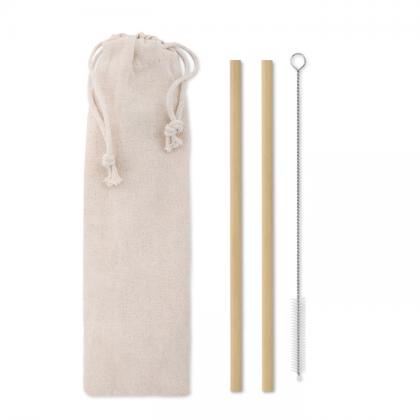 Natural Straw - Bamboo Straw W/Brush In Pouch