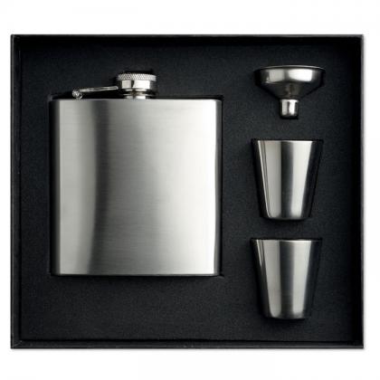 Slimmy Flask Set - Slim Hip Flask W 2 Cups Set